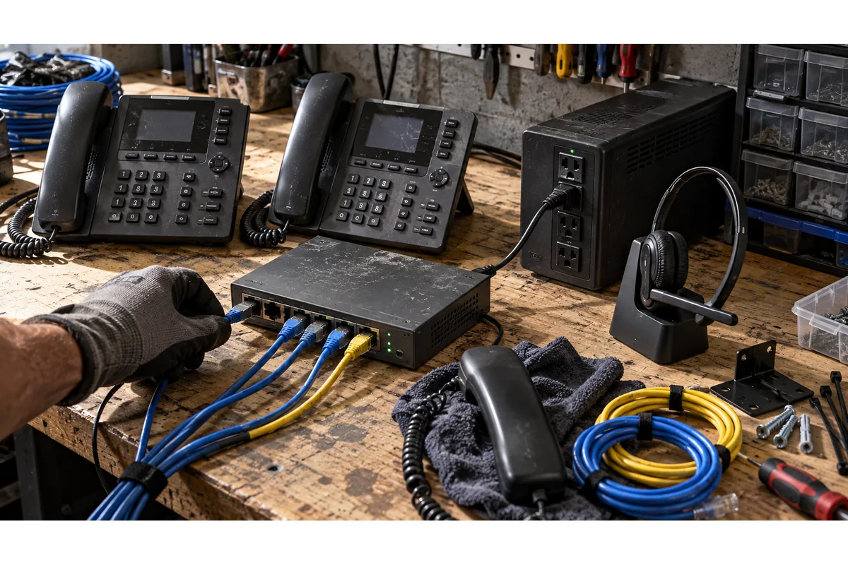 Business phone hardware arranged for a total cost comparison